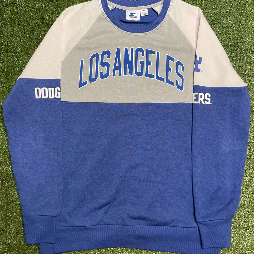 Women’s Starter Royal/ Grey Los Angeles Dodgers Baseline Raglan Pullover Crewnek